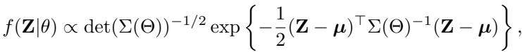 The multivariate normal density for a Gaussian Process.