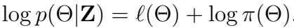 The log-posterior is calculated using the fast surrogate likelihood from the neural network.