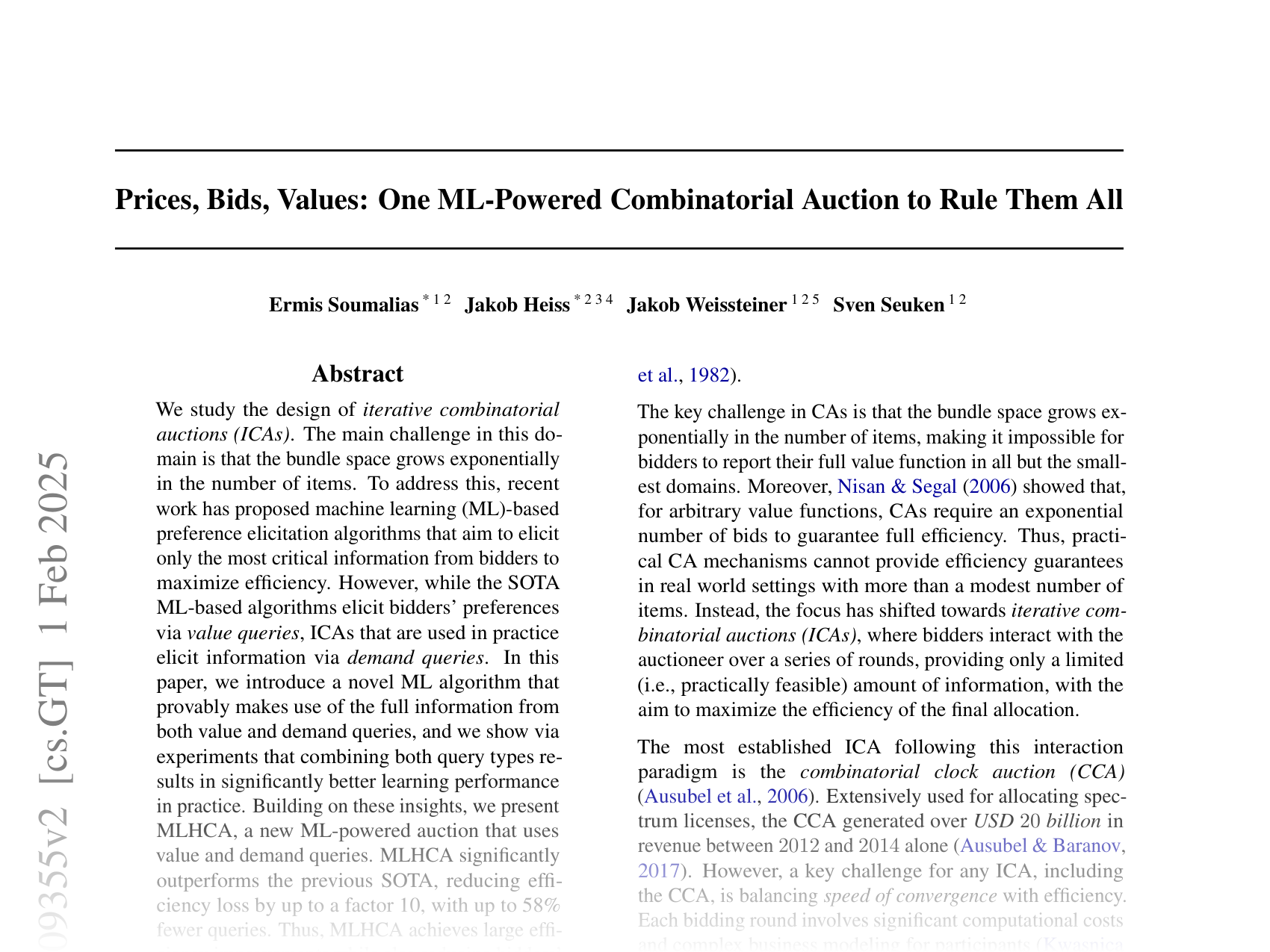 [Prices, Bids, Values: One ML-Powered Combinatorial Auction to Rule Them All 🔗](https://arxiv.org/abs/2411.09355)