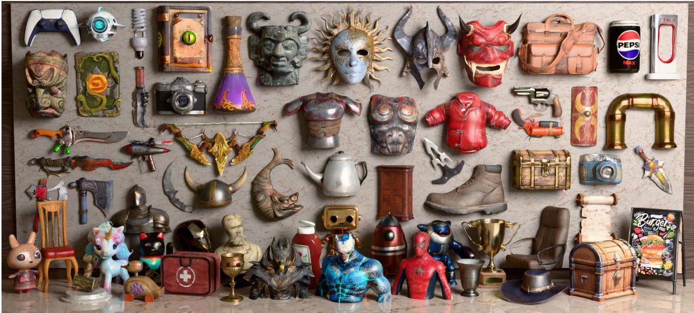 Figure 1: ARM generates high-quality, relightable 3D content from a single image input.