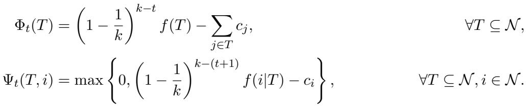Potential function definitions for Distorted Greedy analysis.