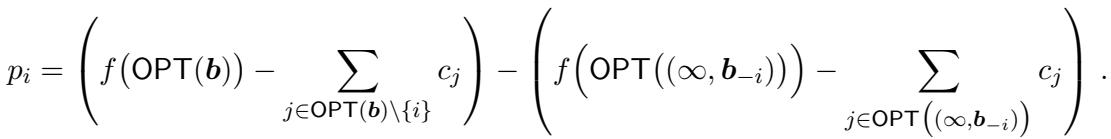 VCG payment formula.