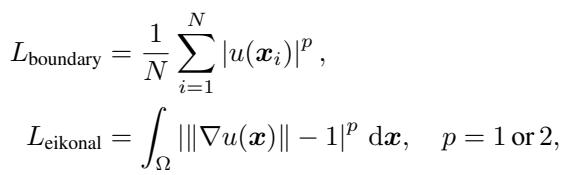 The standard boundary and Eikonal loss equations.