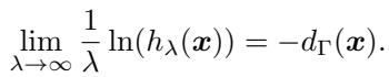 Limit equation showing the relationship between heat and distance as lambda approaches infinity.