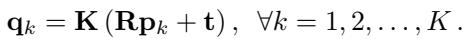 Equation 4: The projection of 3D points to 2D image coordinates.