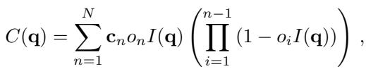 Equation 5: The alpha-blending formula for combining colors of overlapping primitives.