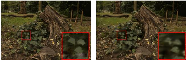 Figure 11: 3DCS vs. 3DGS with fewer shapes. This demonstrates how Convex Splatting maintains structural integrity even when the number of primitives is restricted, whereas 3DGS dissolves into a blur.