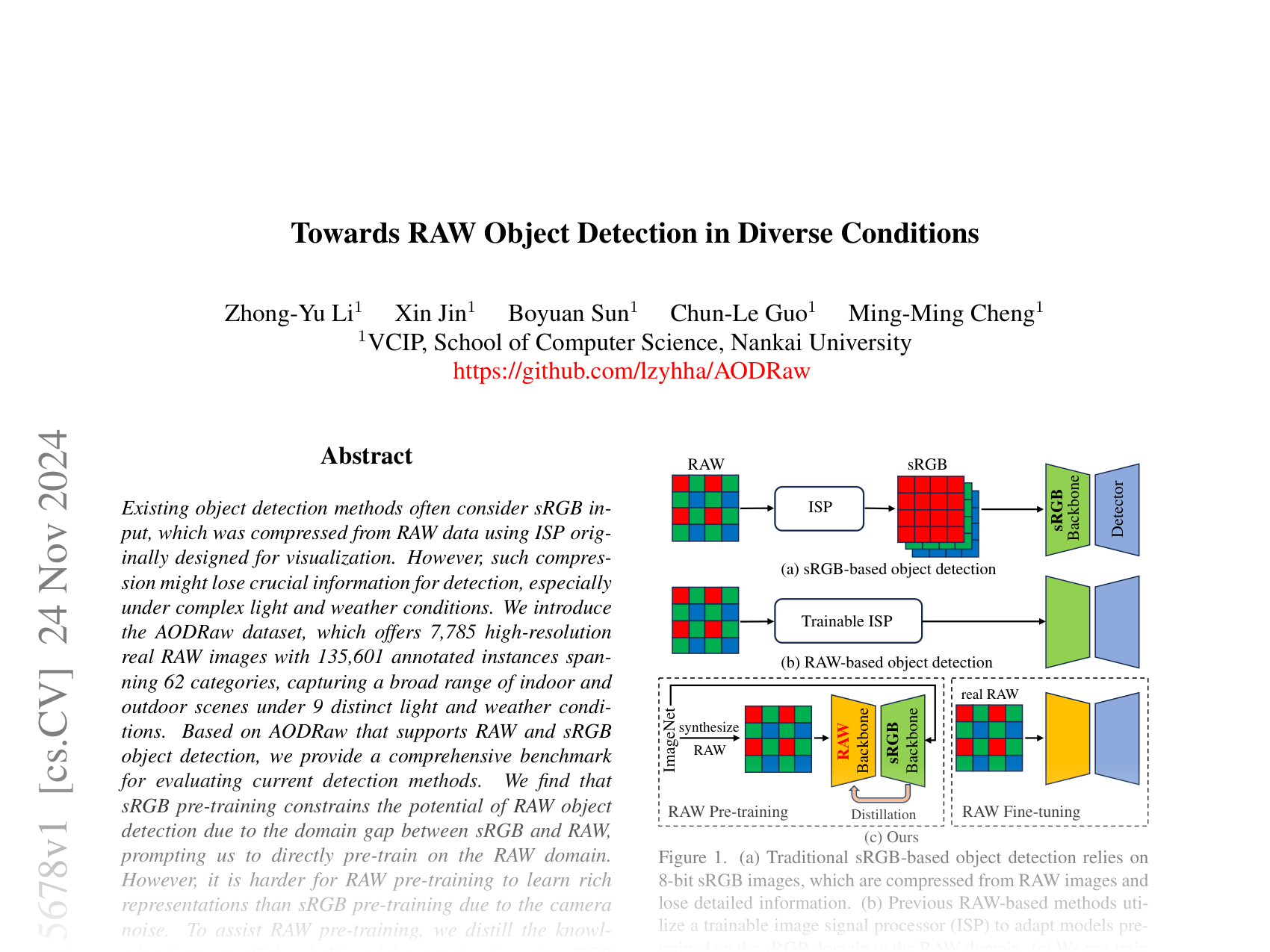 [Towards RAW Object Detection in Diverse Conditions 🔗](https://arxiv.org/abs/2411.15678)