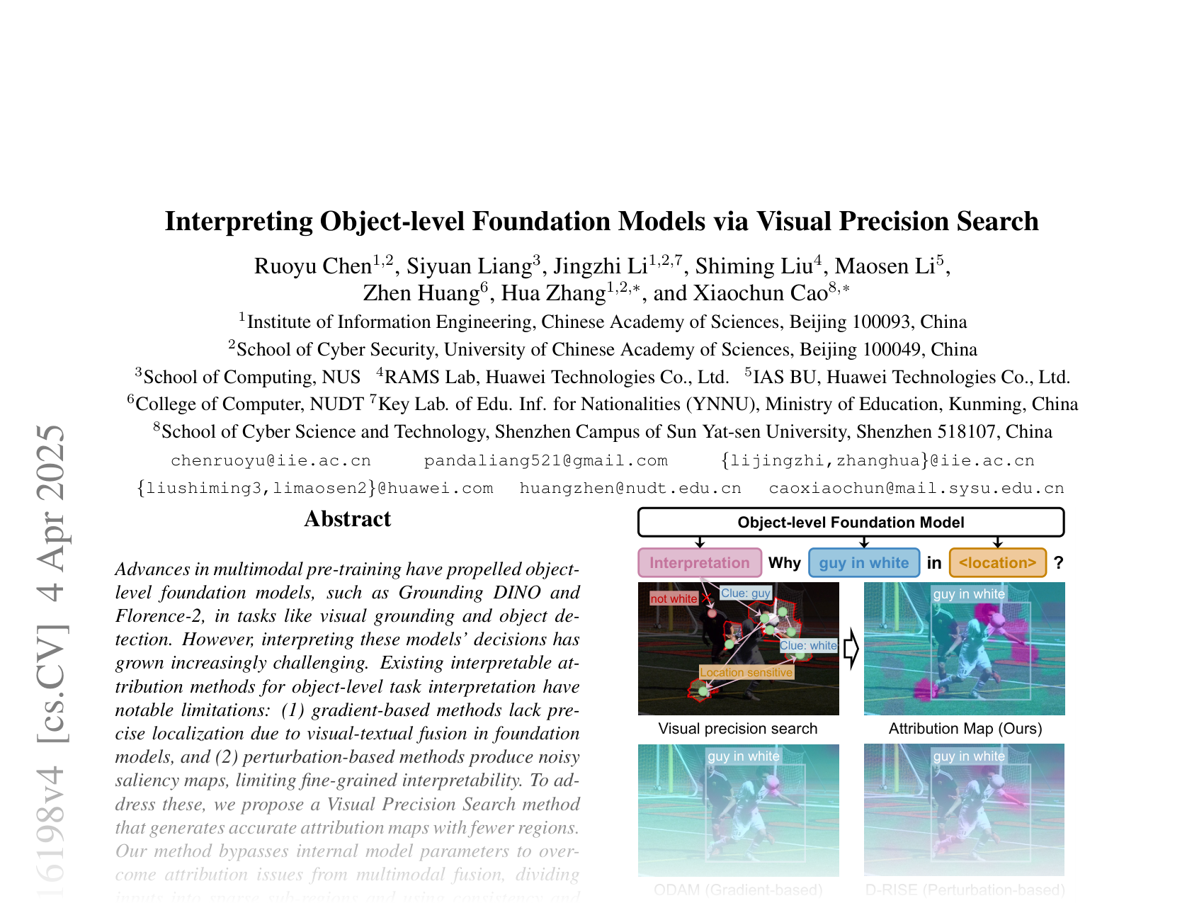 [Interpreting Object-level Foundation Models via Visual Precision Search 🔗](https://arxiv.org/abs/2411.16198)
