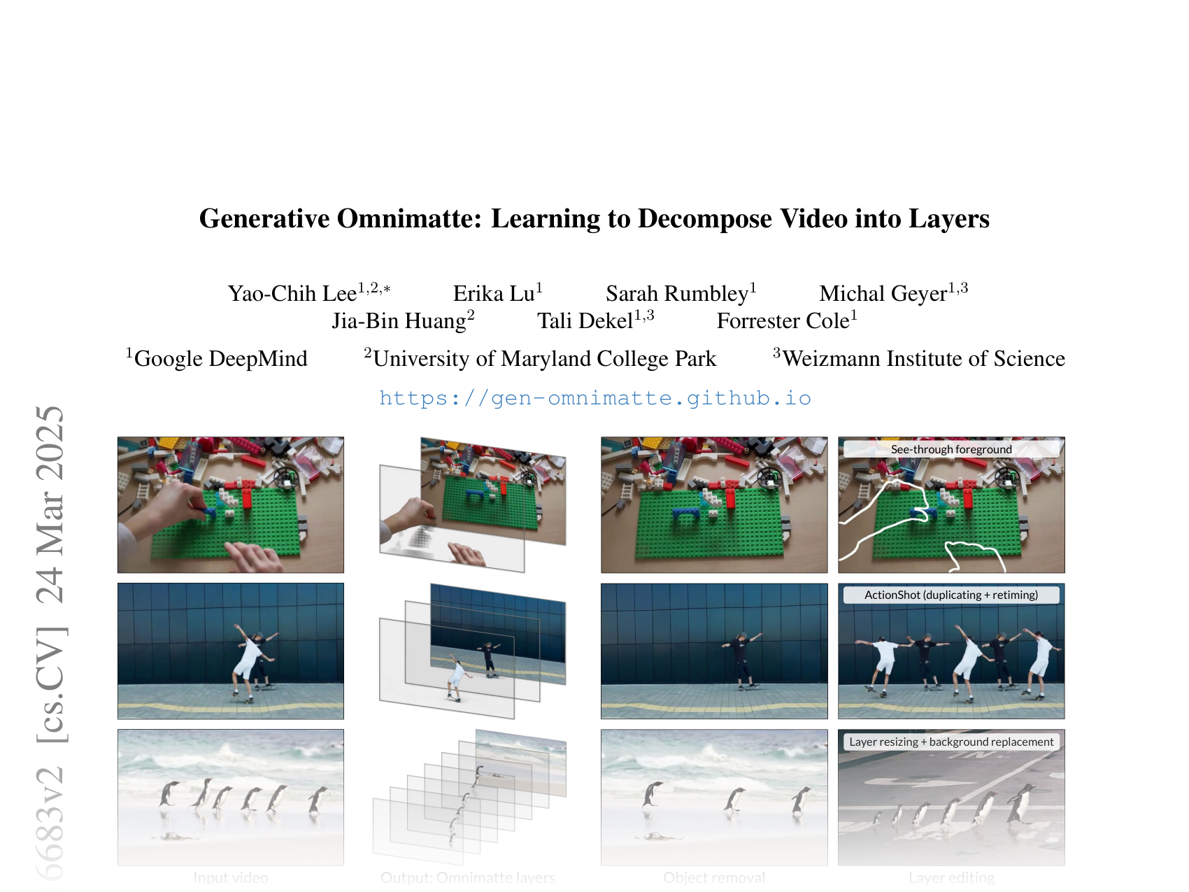 [Generative Omnimatte: Learning to Decompose Video into Layers 🔗](https://arxiv.org/abs/2411.16683)