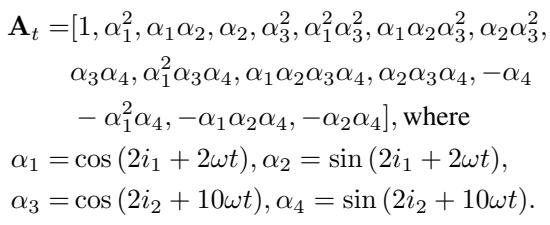 Detailed definition of the system vector At and its trigonometric components.