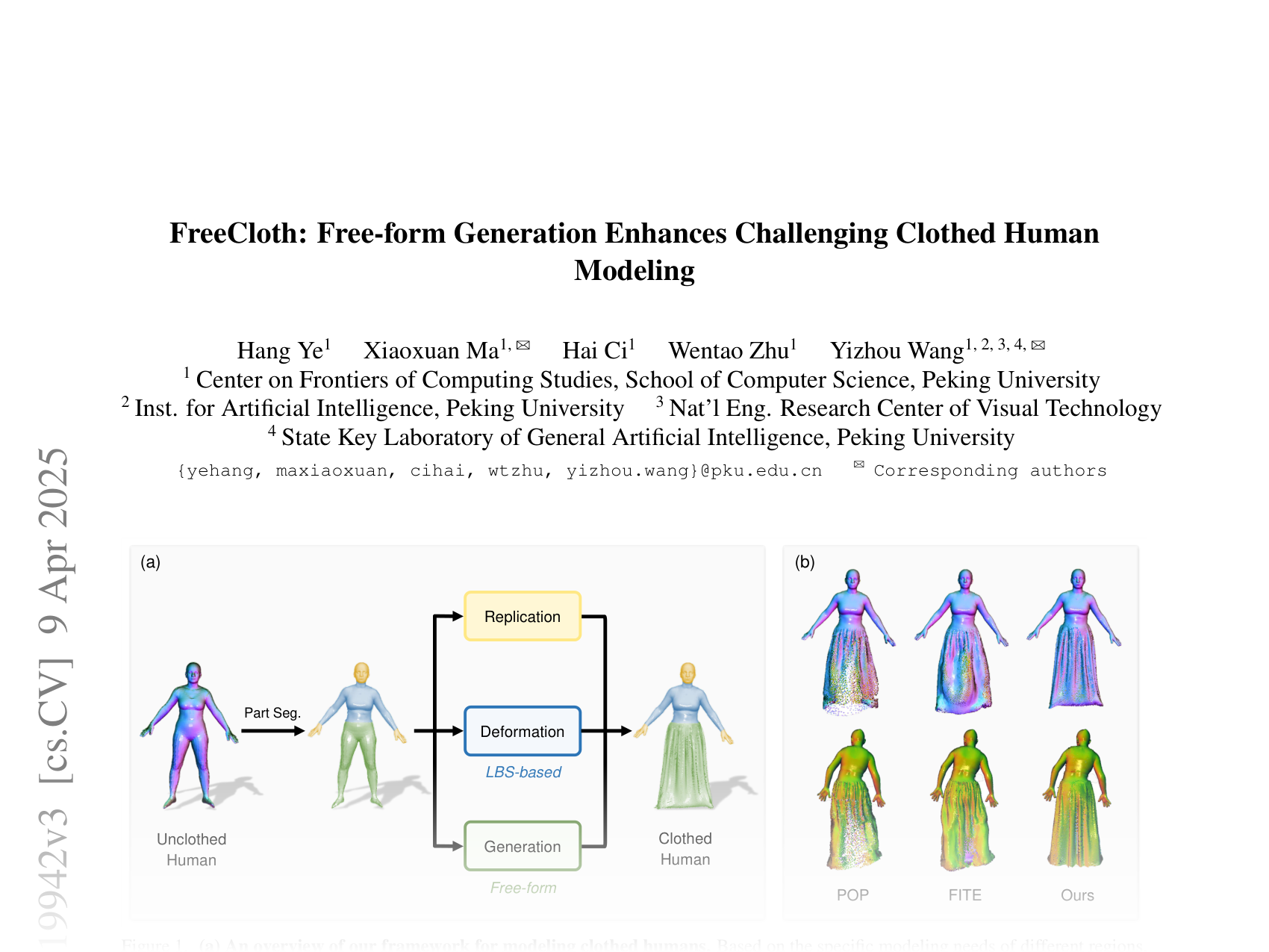 [FreeCloth: Free-form Generation Enhances Challenging Clothed Human Modeling 🔗](https://arxiv.org/abs/2411.19942)