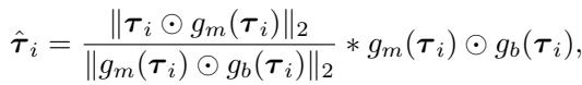 Equation for reconstructing the binary task vector using the mask, sign, and scaling factor.