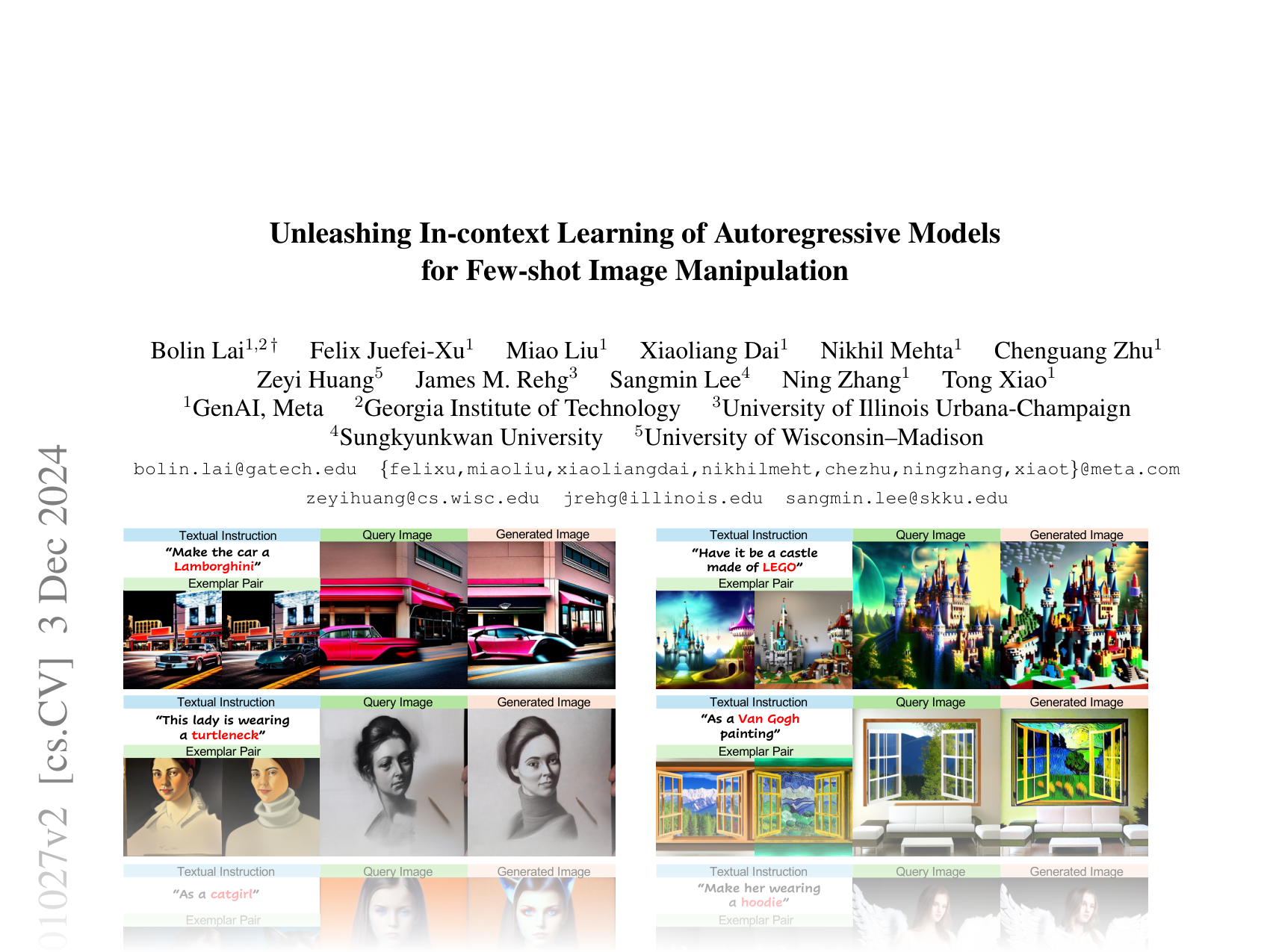 [Unleashing In-context Learning of Autoregressive Models for Few-shot Image Manipulation 🔗](https://arxiv.org/abs/2412.01027)