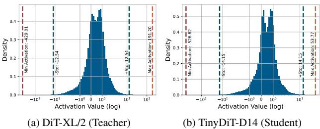 Visualization of massive activations in DiTs.