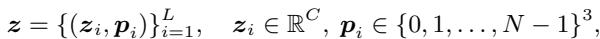 A mathematical equation defining the structured latent z as a set of pairs (zi, pi).