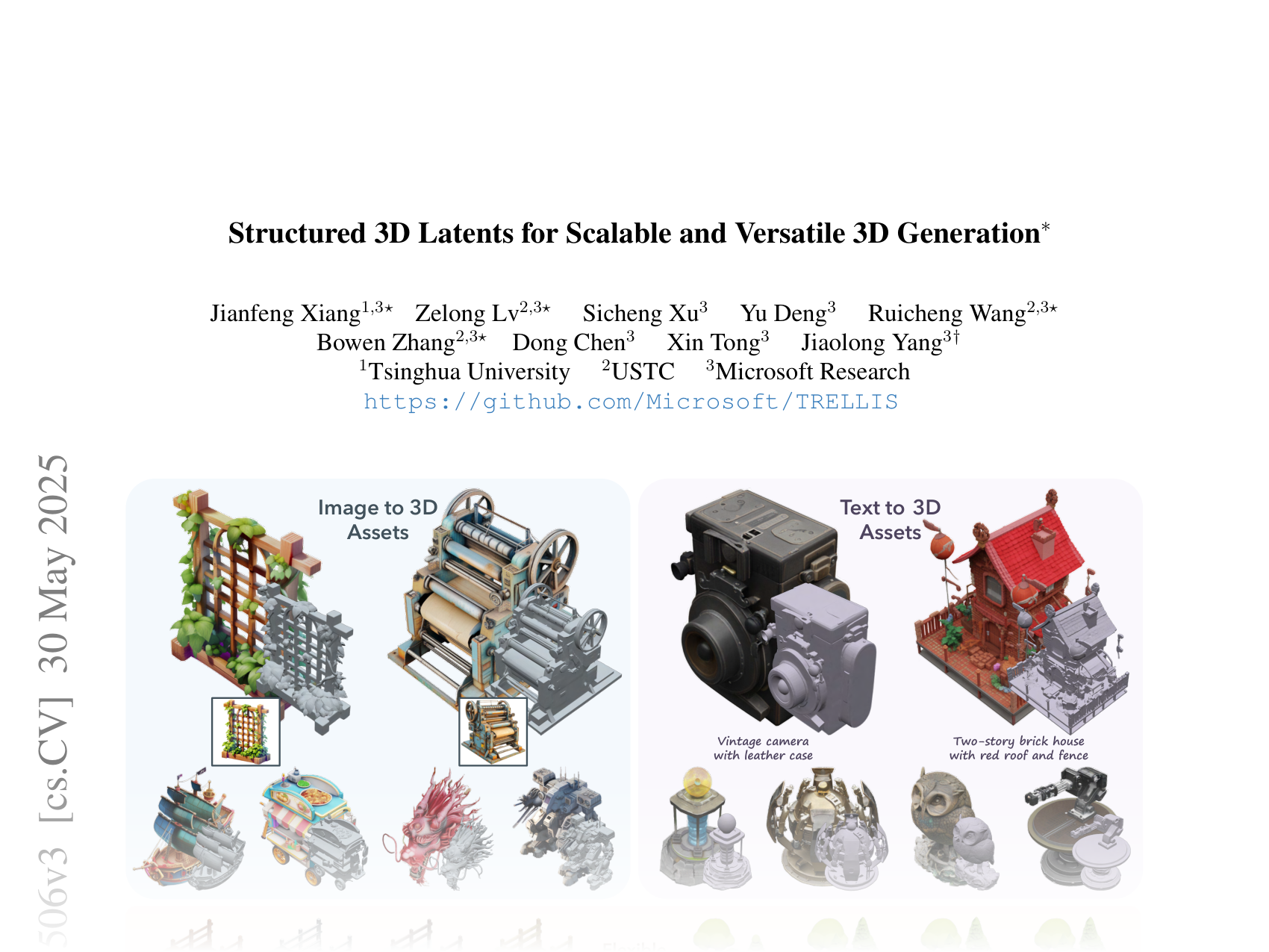 [Structured 3D Latents for Scalable and Versatile 3D Generation 🔗](https://arxiv.org/abs/2412.01506)