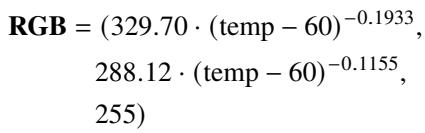 RGB conversion for temperatures > 88