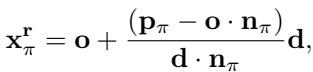 Equation for ray-plane intersection.
