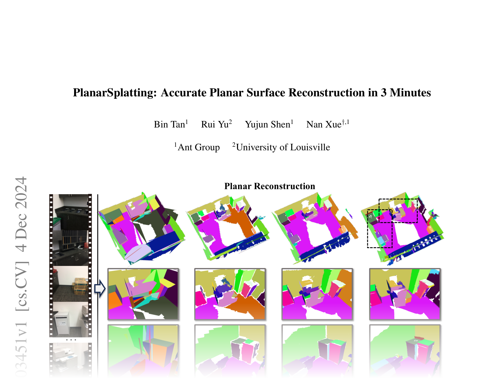 [PlanarSplatting: Accurate Planar Surface Reconstruction in 3 Minutes 🔗](https://arxiv.org/abs/2412.03451)