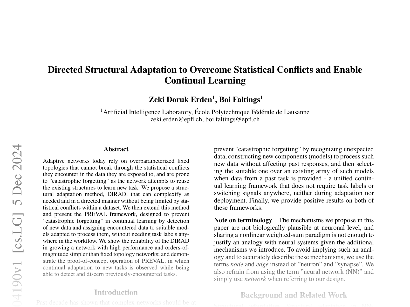 [Directed Structural Adaptation to Overcome Statistical Conflicts and Enable Continual Learning 🔗](https://arxiv.org/abs/2412.04190)