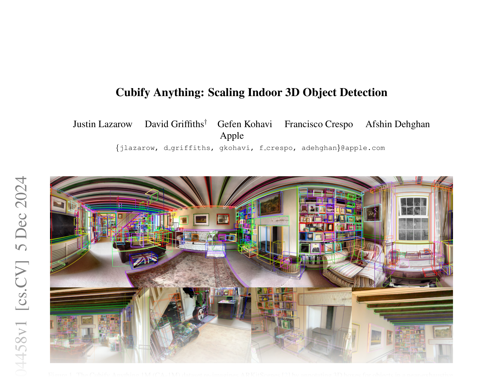 [Cubify Anything: Scaling Indoor 3D Object Detection 🔗](https://arxiv.org/abs/2412.04458)