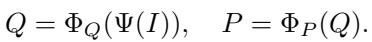 Equation showing P is a function of Q.