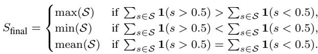 Equation describing the final voting mechanism based on the majority consensus of the heads.