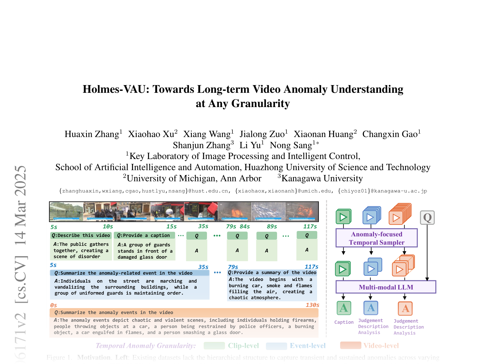 [Holmes-VAU: Towards Long-term Video Anomaly Understanding at Any Granularity 🔗](https://arxiv.org/abs/2412.06171)
