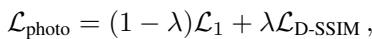 Photometric loss equation.
