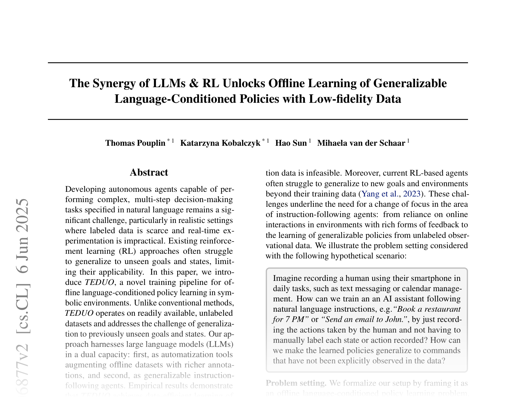 [TEDUO: Teaching the Environment Dynamics from Unlabeled Observations 🔗](https://arxiv.org/abs/2412.06877)