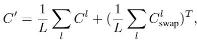 Equation for combining cross-attention maps to enforce reciprocity.