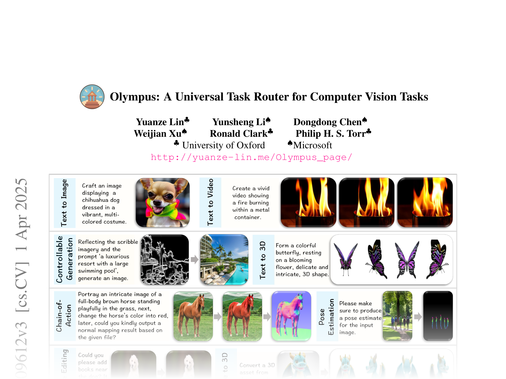 [Olympus: A Universal Task Router for Computer Vision Tasks 🔗](https://arxiv.org/abs/2412.09612)