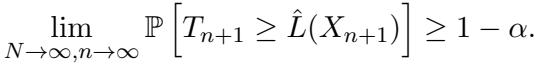 The limit equation showing asymptotic validity of the coverage.