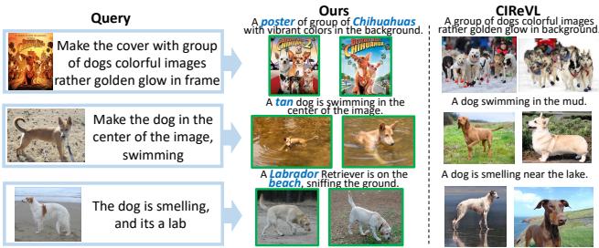 Table comparing results on CIRCO and CIRR datasets.