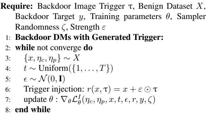 Algorithm 1: The full backdoor injection process.