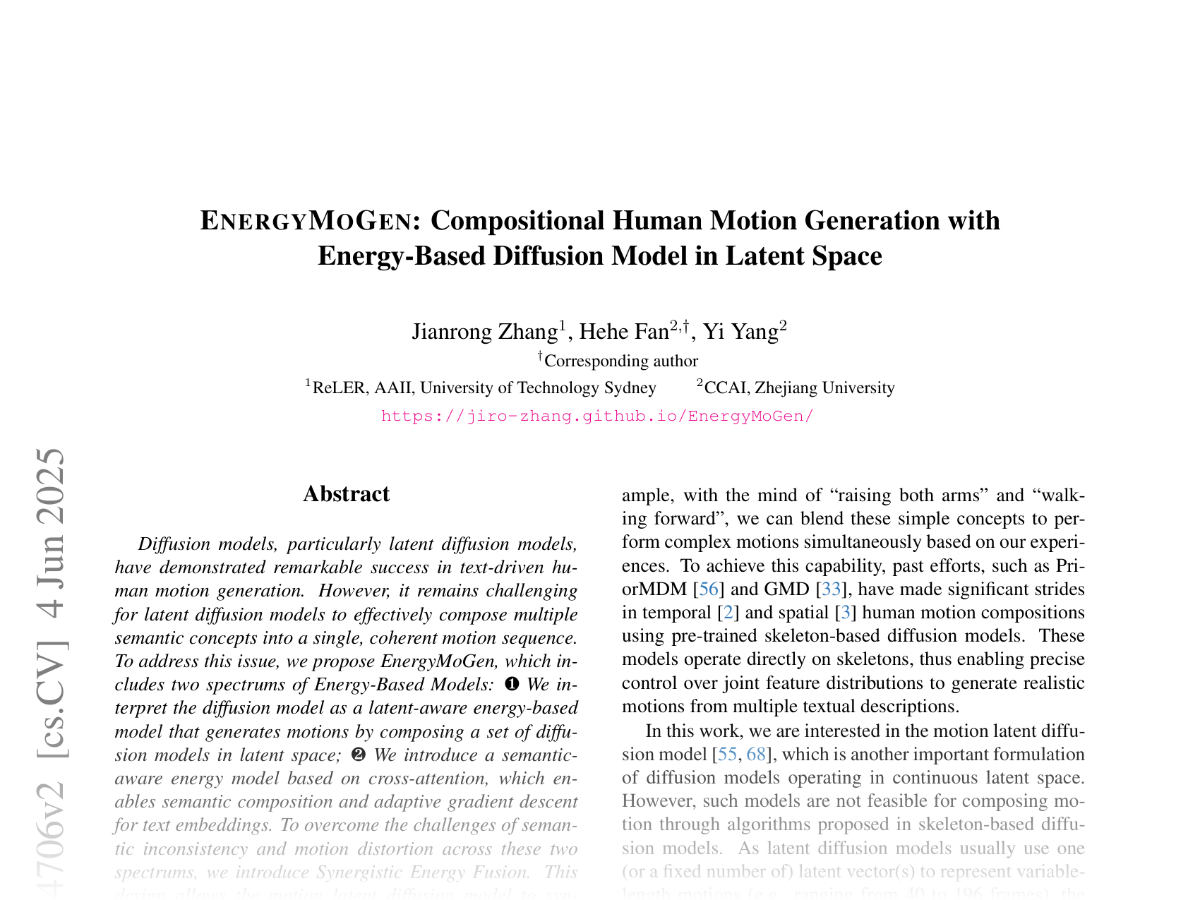 [ENERGYMOGEN: Compositional Human Motion Generation with Energy-Based Diffusion Model in Latent Space 🔗](https://arxiv.org/abs/2412.14706)