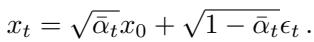 Equation 1: The forward diffusion process adding noise.