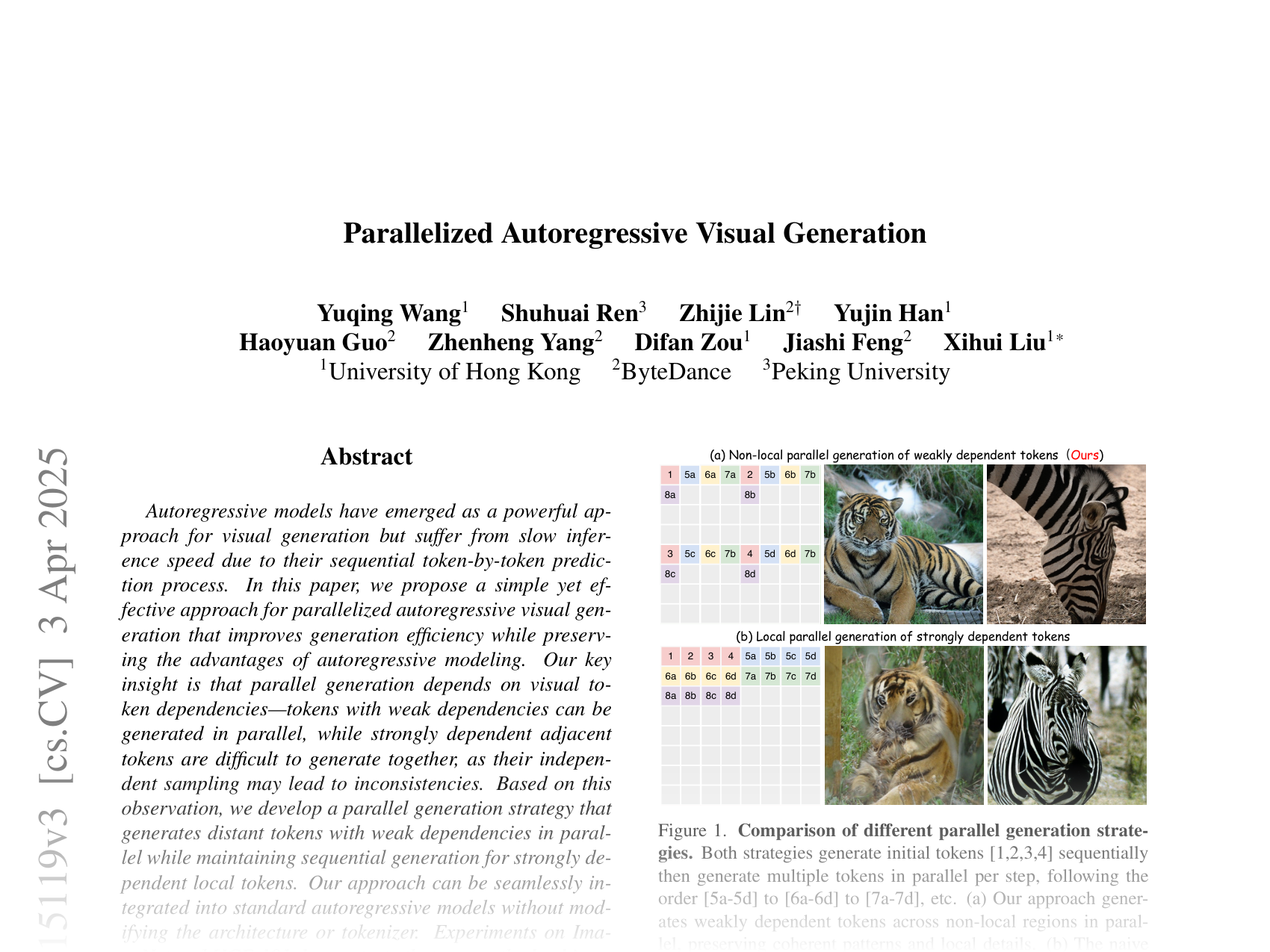 [Parallelized Autoregressive Visual Generation 🔗](https://arxiv.org/abs/2412.15119)