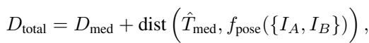 Equation for D_total, combining Medoid Distance and the distance to the baseline pose estimate.