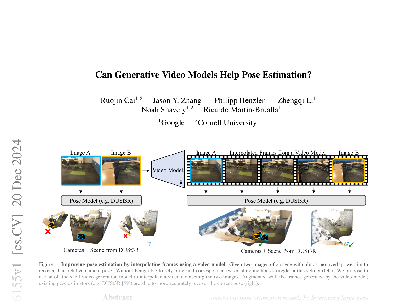 [Can Generative Video Models Help Pose Estimation? 🔗](https://arxiv.org/abs/2412.16155)