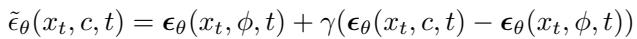 Equation for Classifier-Free Guidance calculation.