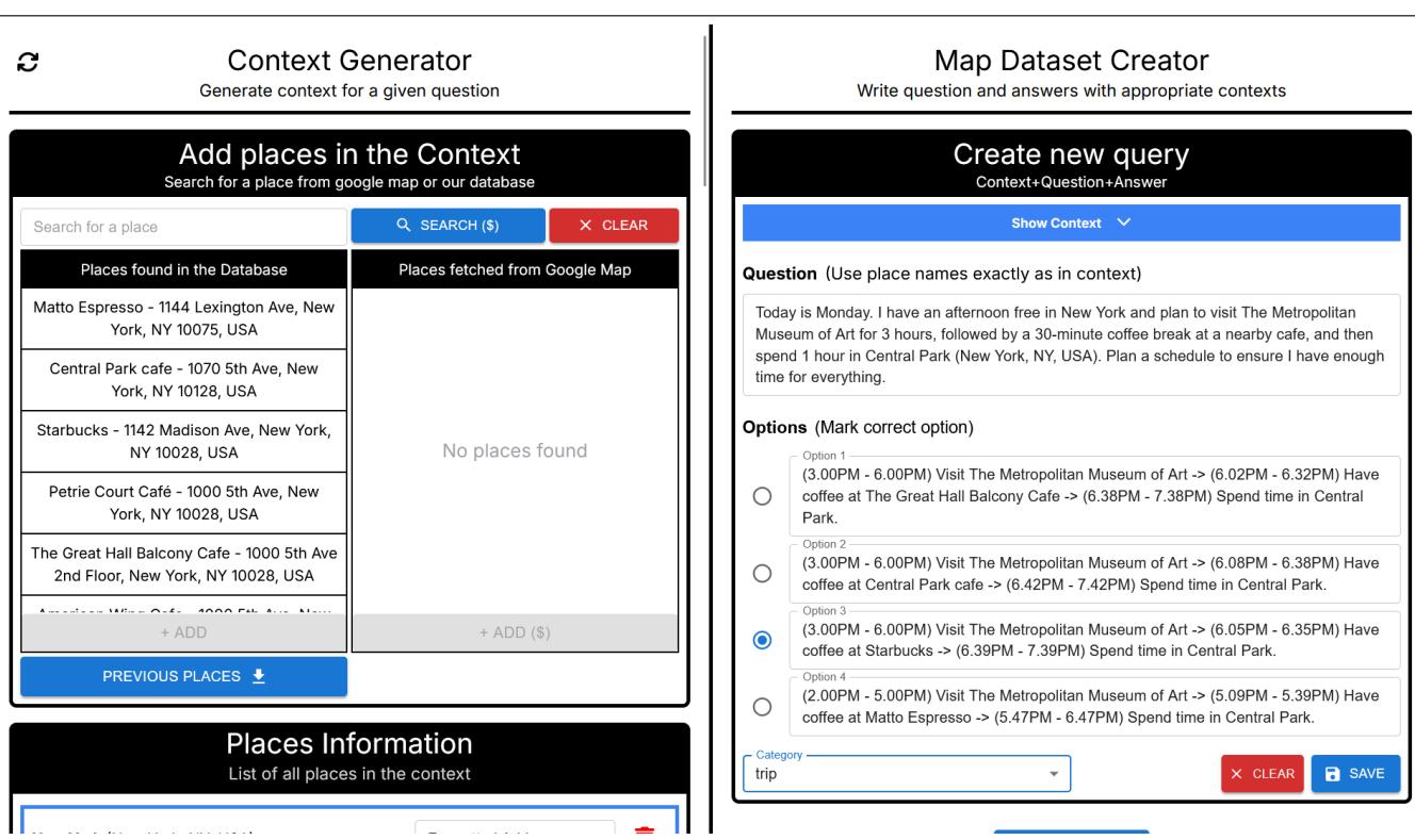 Screenshot of the MapQaTor interface used for creating the dataset.