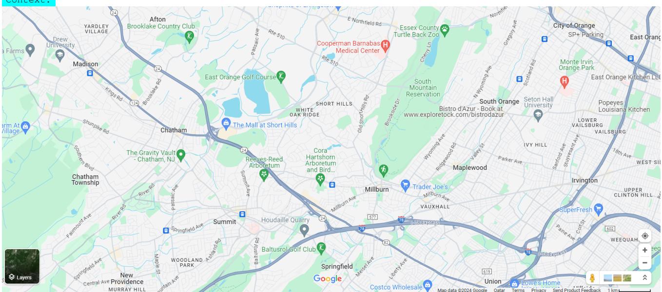 Example of a visual evaluation query asking to identify a Golf Club at a specific road intersection.