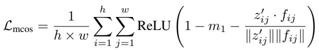 Equation 2: Marginal Cosine Similarity Loss