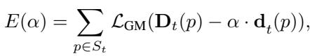 Equation 4. Optimization function to find the best scale factor alpha.