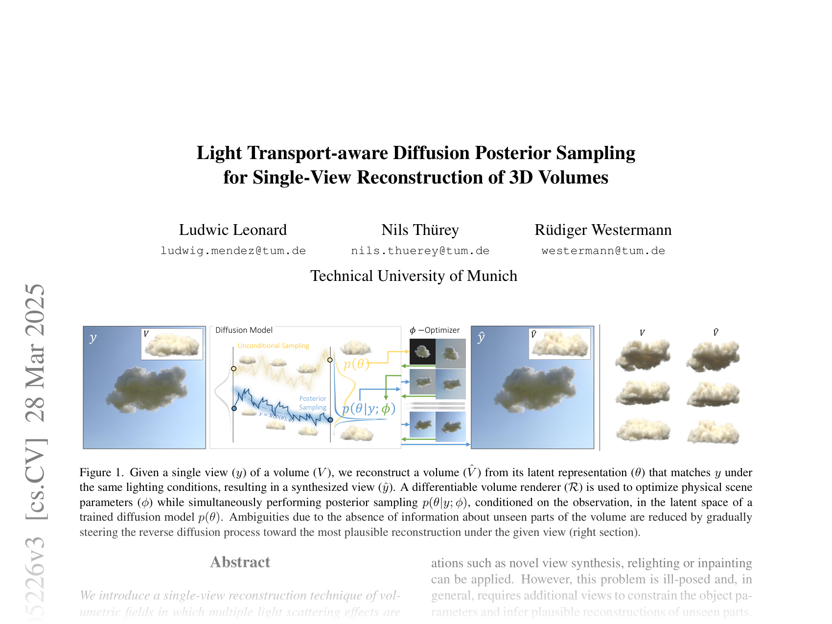 [Light Transport-aware Diffusion Posterior Sampling for Single-View Reconstruction of 3D Volumes 🔗](https://arxiv.org/abs/2501.05226)