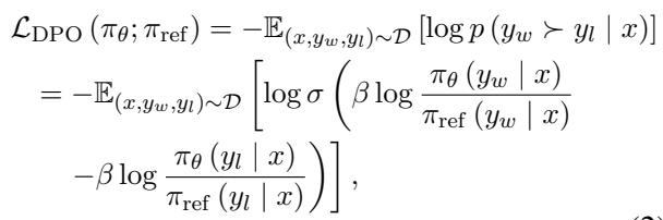 The DPO loss function equation.