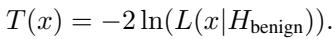 Equation: Test statistic for anomaly detection