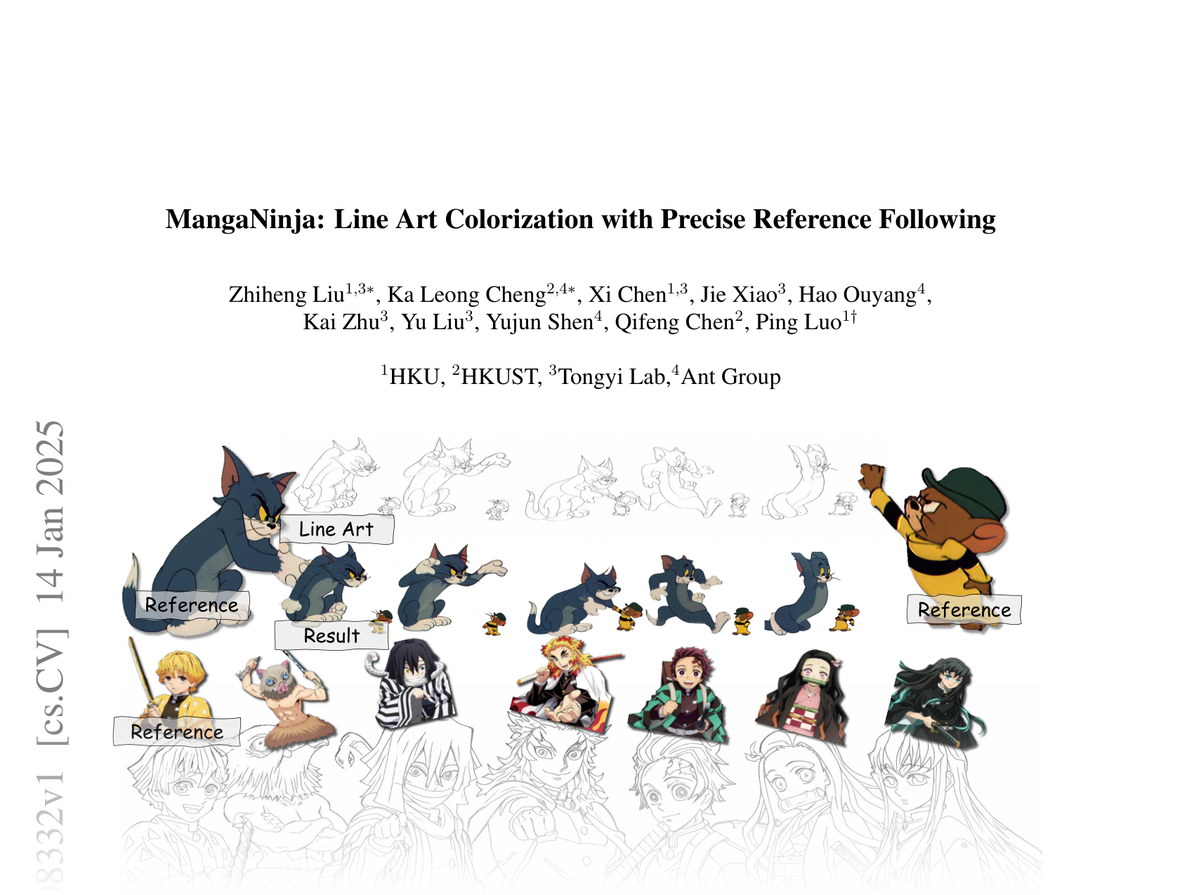 [MangaNinja: Line Art Colorization with Precise Reference Following 🔗](https://arxiv.org/abs/2501.08332)